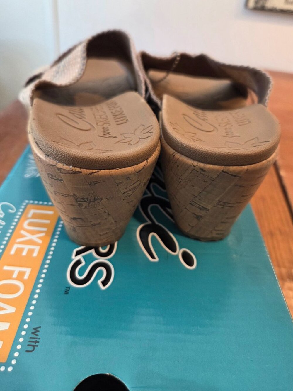 Skechers Cali Women's Size US 10 Beverlee Delighted Wedge Natural Multi Sandals - Picture 3 of 5